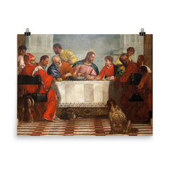 Detail of Feast in the House of Levi by Paolo Veronese poster on a plain backdrop in size 8"x10".