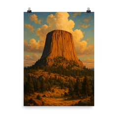 Devil's Tower Wyoming USA poster on a plain backdrop in size 8"x10".