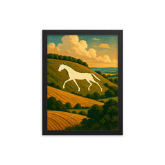 Devizes Millennium White Horse England framed print on a plain backdrop in size 12"x16".