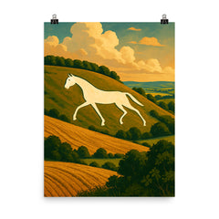 Devizes Millennium White Horse England poster on a plain backdrop in size 8"x10".