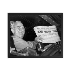Dewey Defeats Truman framed print on a plain backdrop in size 16"x20".