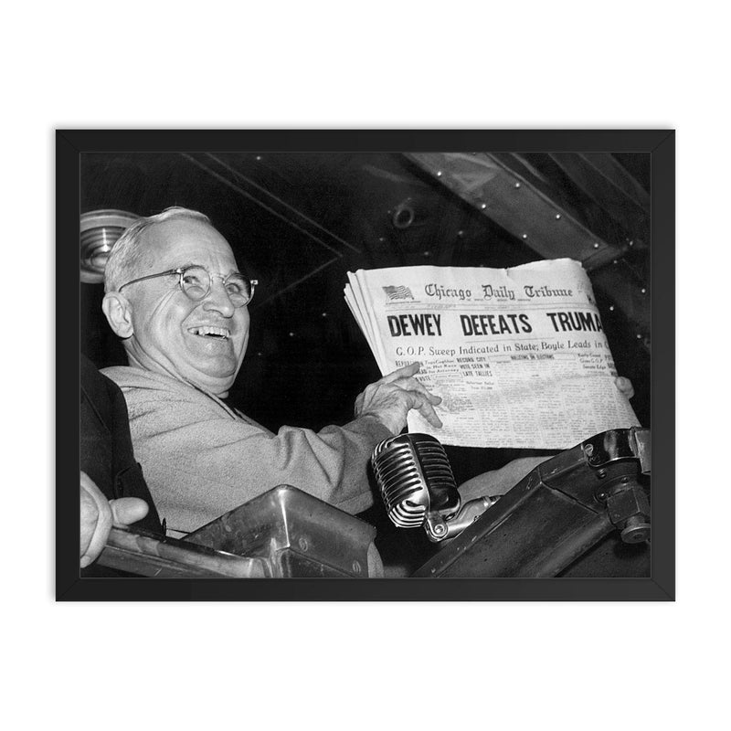Dewey Defeats Truman framed print on a plain backdrop in size 18