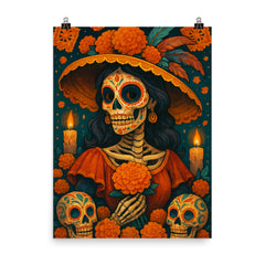 Dia de muertos poster on a plain backdrop in size 8"x10".