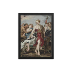 Diana and Her Nymphs Departing for the Hunt by Peter Paul Rubens framed print on a plain backdrop in size 12"x16".