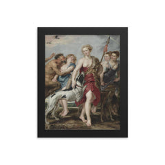 Diana and Her Nymphs Departing for the Hunt by Peter Paul Rubens framed print on a plain backdrop in size 8"x10".