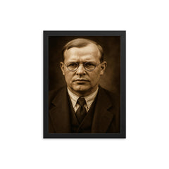 Dietrich Bonhoeffer portrait framed print on a plain backdrop in size 12"x16".