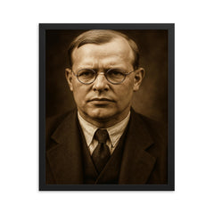 Dietrich Bonhoeffer portrait framed print on a plain backdrop in size 16"x20".