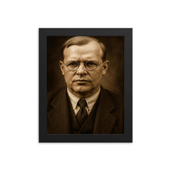 Dietrich Bonhoeffer portrait framed print on a plain backdrop in size 8"x10".