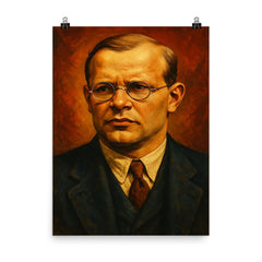Dietrich Bonhoeffer poster on a plain backdrop in size 8"x10".