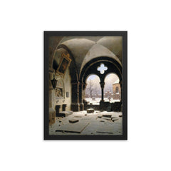 Dilapidated Chapel by Carl Hasenpflug, 1845 framed print on a plain backdrop in size 12"x16".
