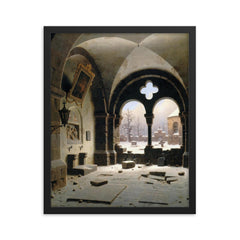 Dilapidated Chapel by Carl Hasenpflug, 1845 framed print on a plain backdrop in size 16"x20".