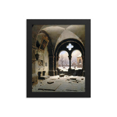 Dilapidated Chapel by Carl Hasenpflug, 1845 framed print on a plain backdrop in size 8"x10".