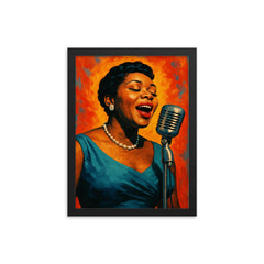 Dinah Washington framed print on a plain backdrop in size 12"x16".