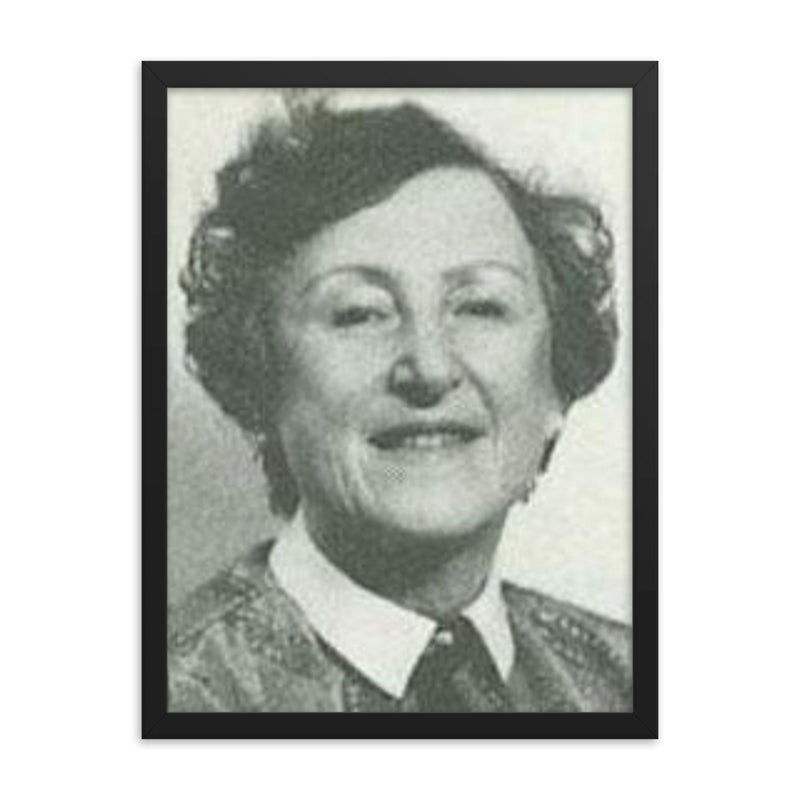 Dinora Pines framed print on a plain backdrop in size 18