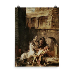 Diomedes Devoured by His Horses by Gustave Moreau, 1865 poster on a plain backdrop in size 8"x10".