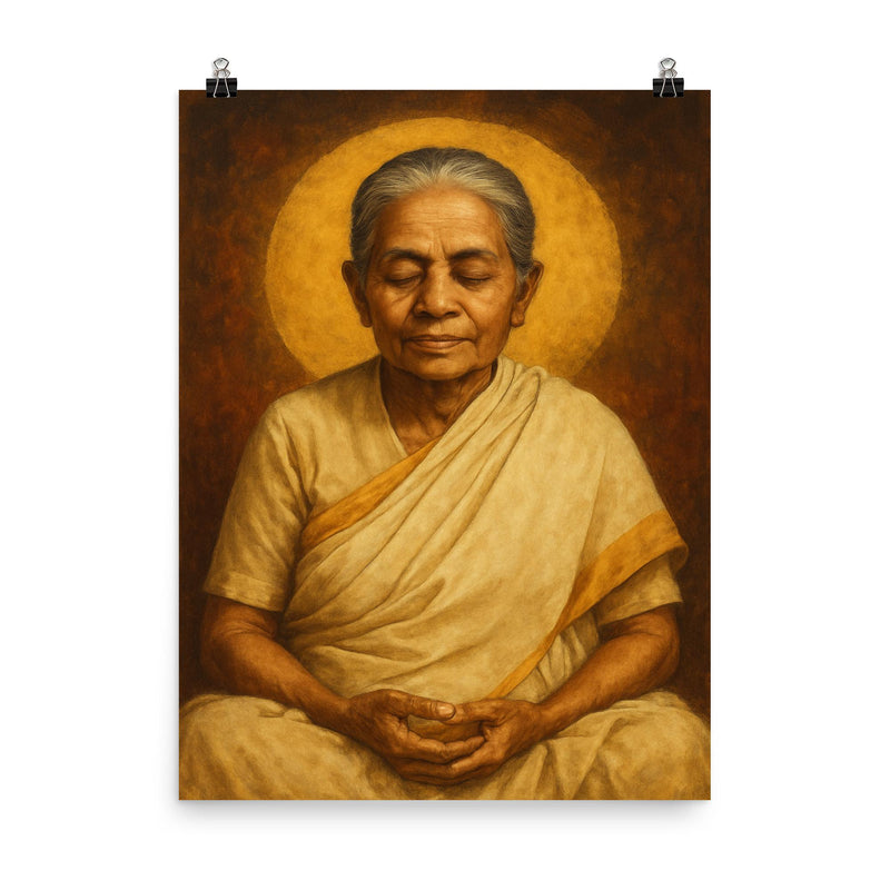 Dipa Ma poster on a plain backdrop in size 8