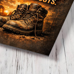 Discipline is self respect in work boots metal print mockup
