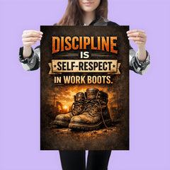 Discipline is self respect in work boots poster 3