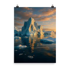 Disko Bay Icebergs Greenland poster on a plain backdrop in size 8"x10".