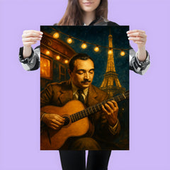 Django Reinhardt under Paris caravan lights poster 3
