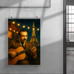 Django Reinhardt under Paris caravan lights poster 4