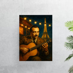 Django Reinhardt under Paris caravan lights poster 7