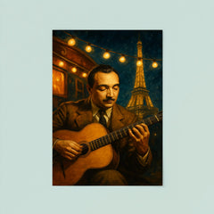 Django Reinhardt under Paris caravan lights poster 8