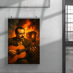 Django Reinhardt with caravan fire and guitar poster 4