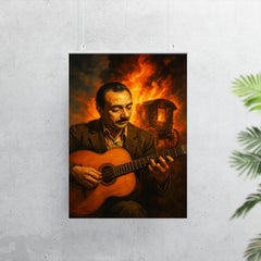 Django Reinhardt with caravan fire and guitar poster 7