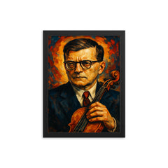 Dmitri Shostakovich framed print on a plain backdrop in size 12"x16".