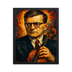 Dmitri Shostakovich framed print on a plain backdrop in size 16"x20".
