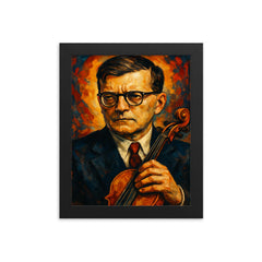 Dmitri Shostakovich framed print on a plain backdrop in size 8"x10".