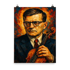 Dmitri Shostakovich poster on a plain backdrop in size 8"x10".