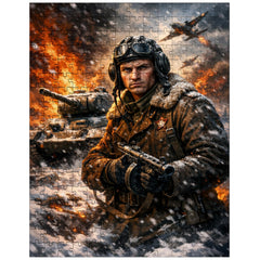 Dmitry Lavrinenko tank ace in burning snow jigsaw puzzle