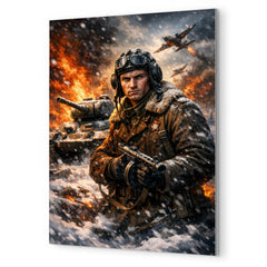 Dmitry Lavrinenko tank ace in burning snow metal print mockup