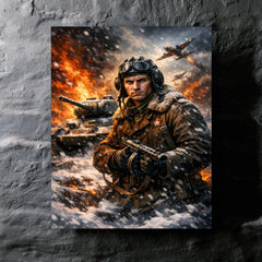 Dmitry Lavrinenko tank ace in burning snow metal print mockup