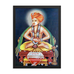 Dnyaneshwar framed print on a plain backdrop in size 18"x24".