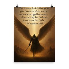 Do not be afraid and do not be discouraged - 2 Chronicles 2015 angel design poster on a plain backdrop in size 8"x10".