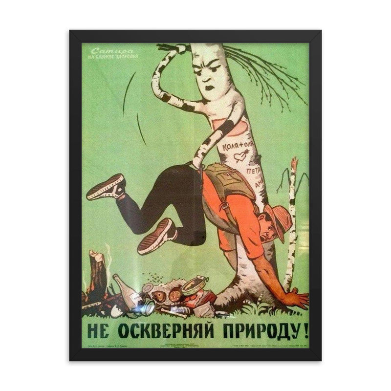 Do Not Desecrate Nature! Soviet Union, 1960s framed print on a plain backdrop in size 18