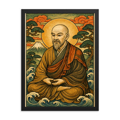 Dogen Kigen ancient Japanese style art framed print on a plain backdrop in size 18"x24".