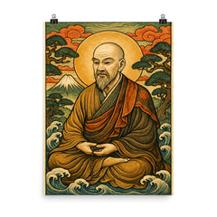 Dogen Kigen ancient Japanese style art poster on a plain backdrop in size 8"x10".