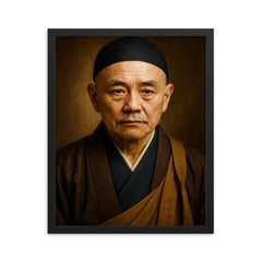 Dogen Kigen portrait framed print on a plain backdrop in size 16"x20".