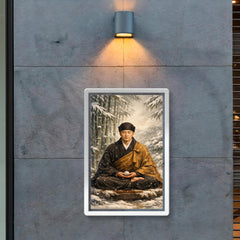 Dogen Zenji seated before winter bamboo poster 2