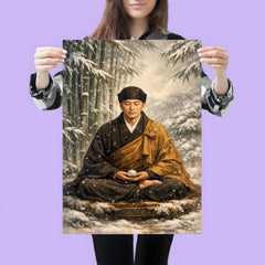 Dogen Zenji seated before winter bamboo poster 3