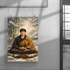 Dogen Zenji seated before winter bamboo poster 4