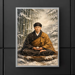 Dogen Zenji seated before winter bamboo poster 5