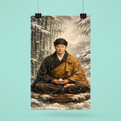 Dogen Zenji seated before winter bamboo poster 6