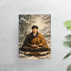 Dogen Zenji seated before winter bamboo poster 7