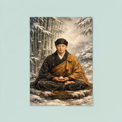 Dogen Zenji seated before winter bamboo poster 8