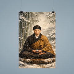 Dogen Zenji seated before winter bamboo poster 9